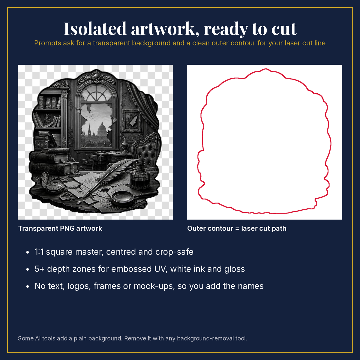 Transparent artwork and laser cut outline example