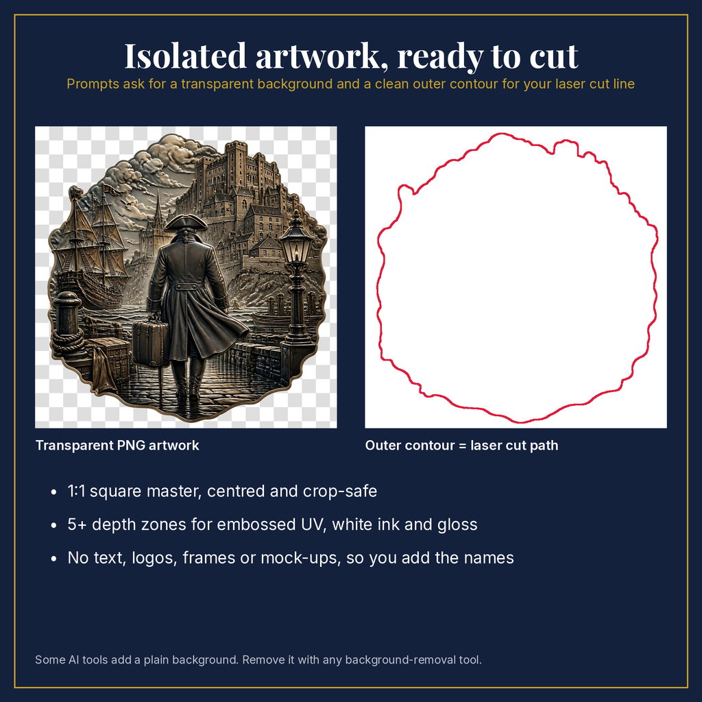 Transparent artwork and laser cut outline example