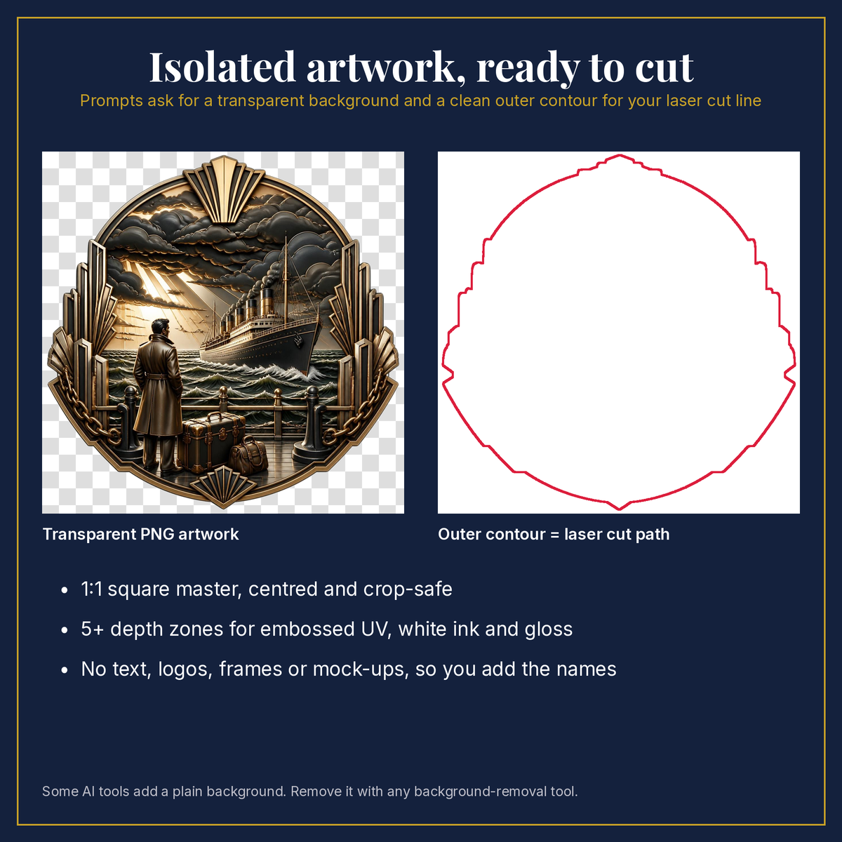 Transparent artwork and laser cut outline example