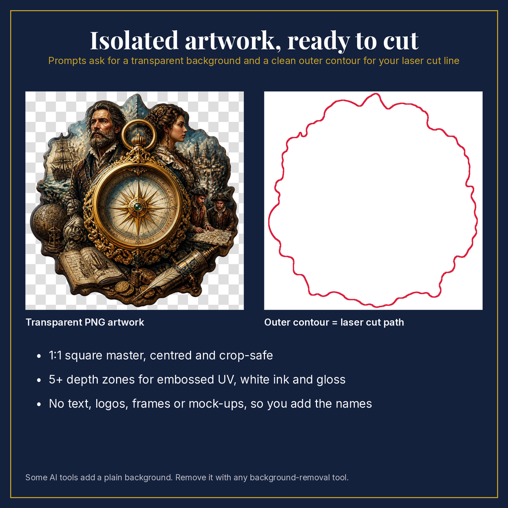 Transparent artwork and laser cut outline example