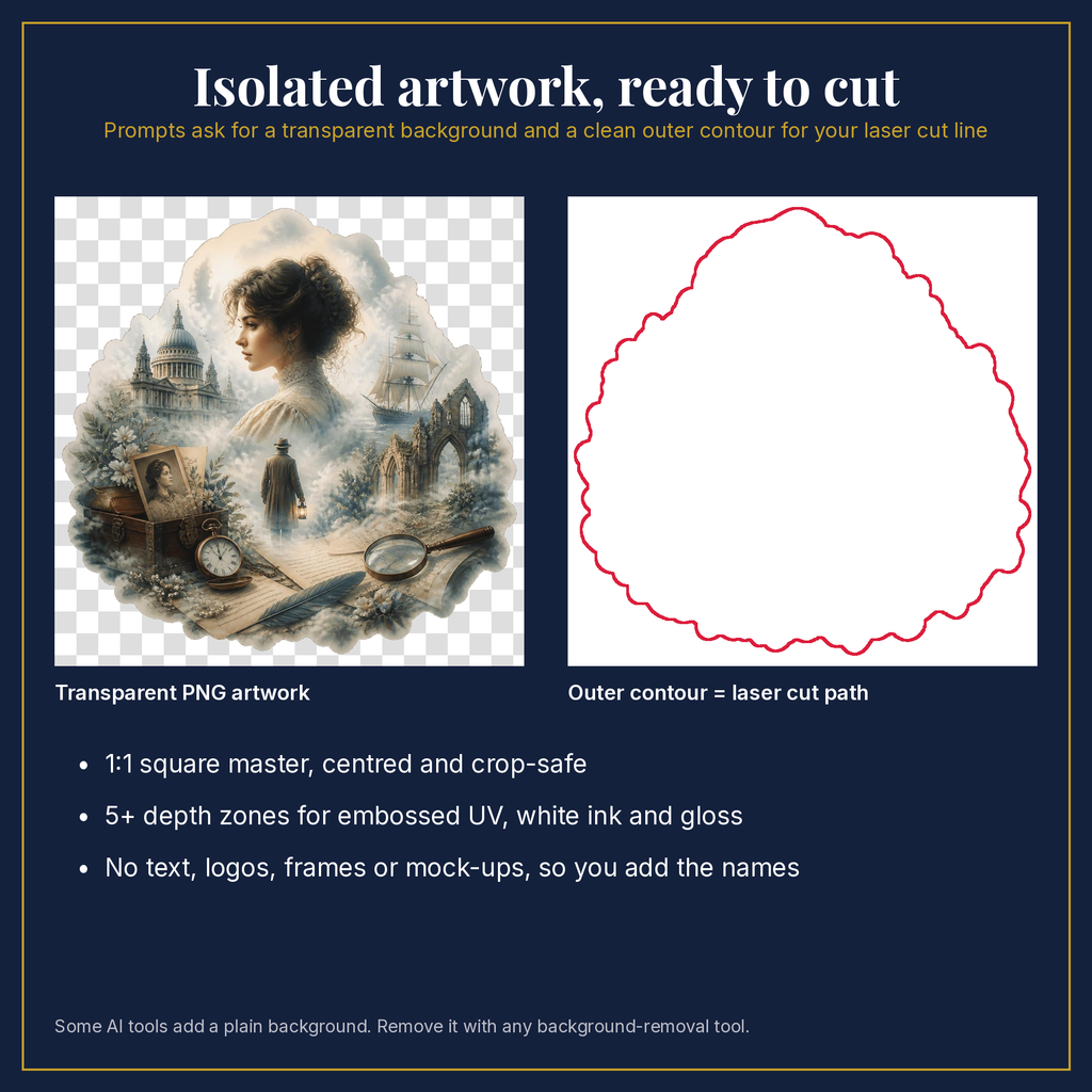 Transparent artwork and laser cut outline example