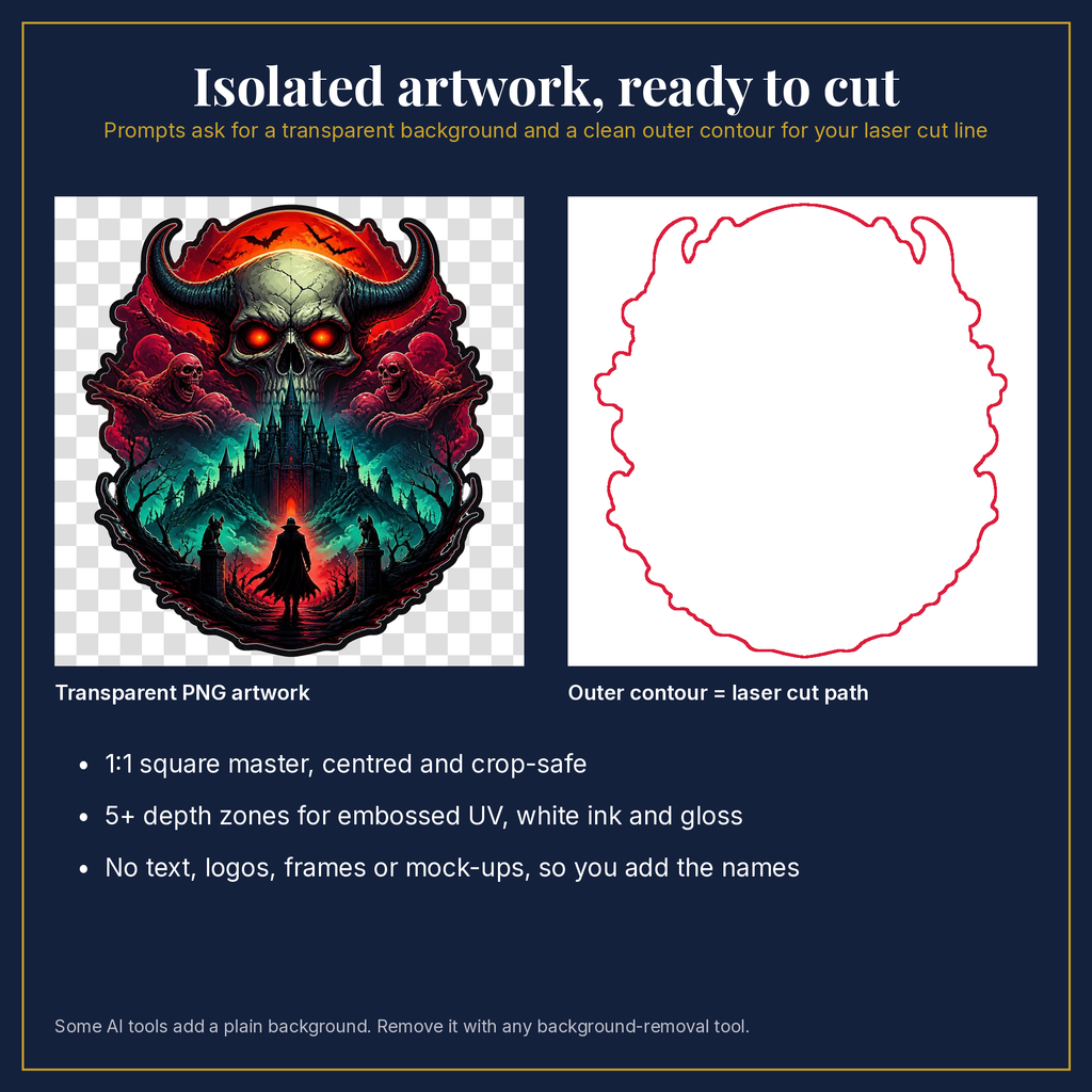 Transparent artwork and laser cut outline example