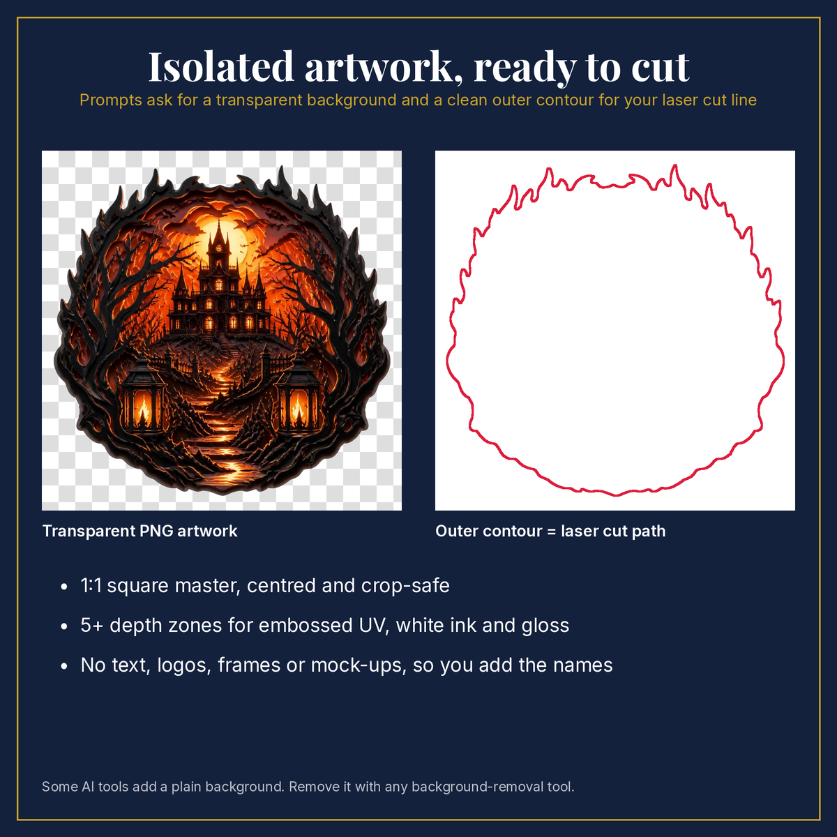 Transparent artwork and laser cut outline example