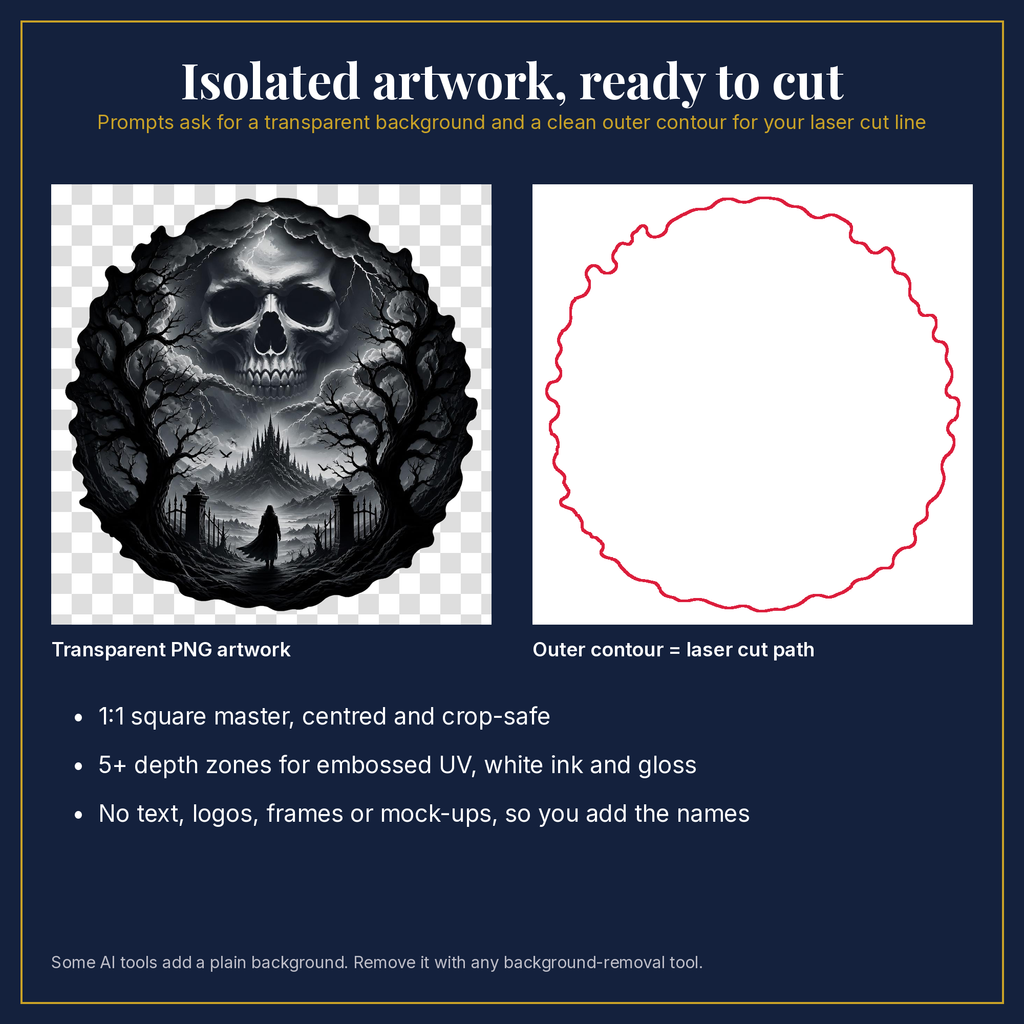 Transparent artwork and laser cut outline example