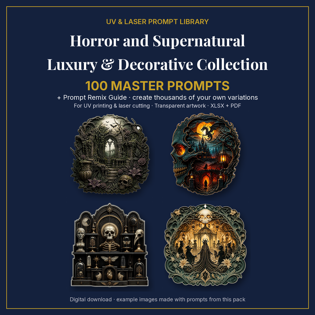 Cover: Horror and Supernatural Luxury & Decorative Collection, 100 master prompts + Prompt Remix Guide