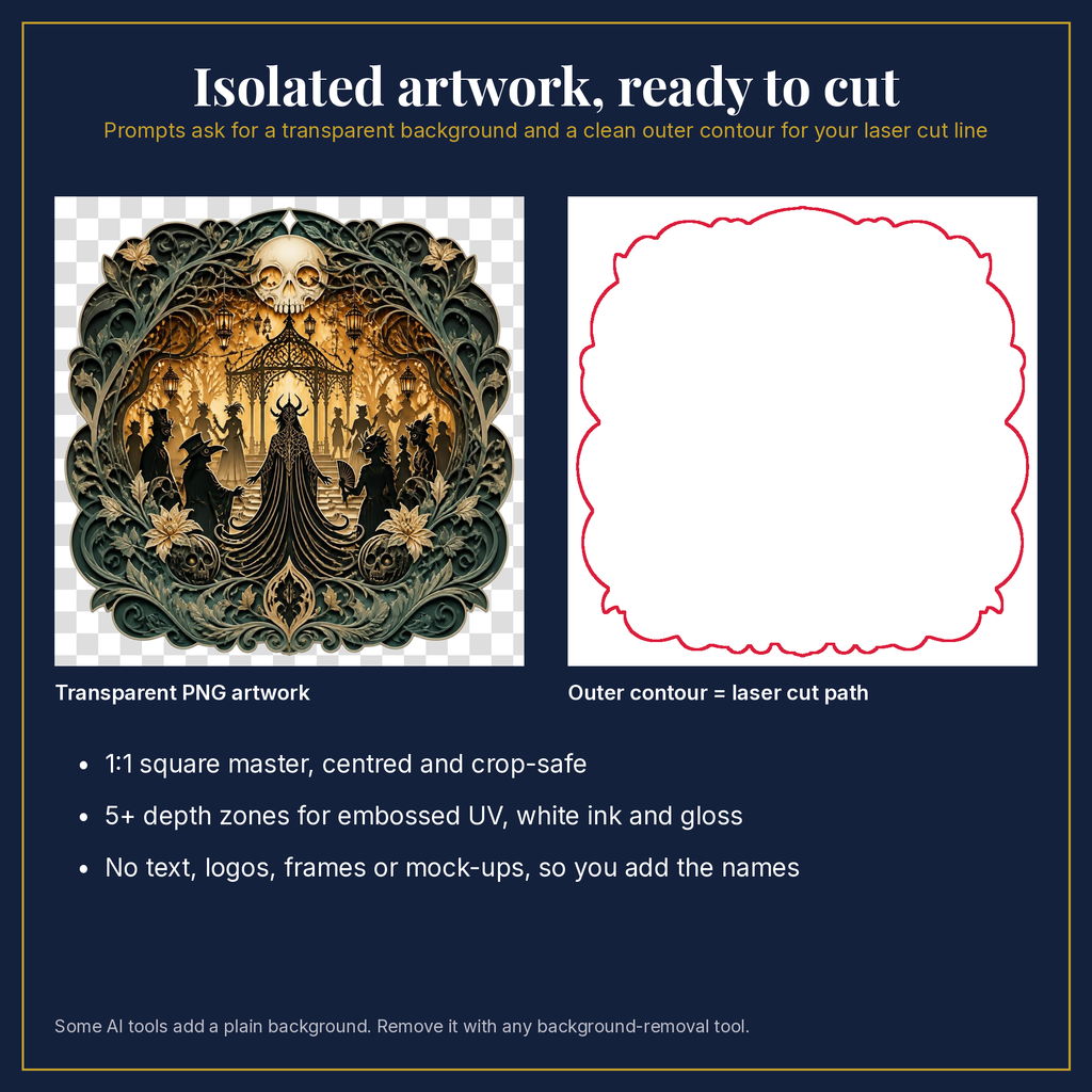 Transparent artwork and laser cut outline example