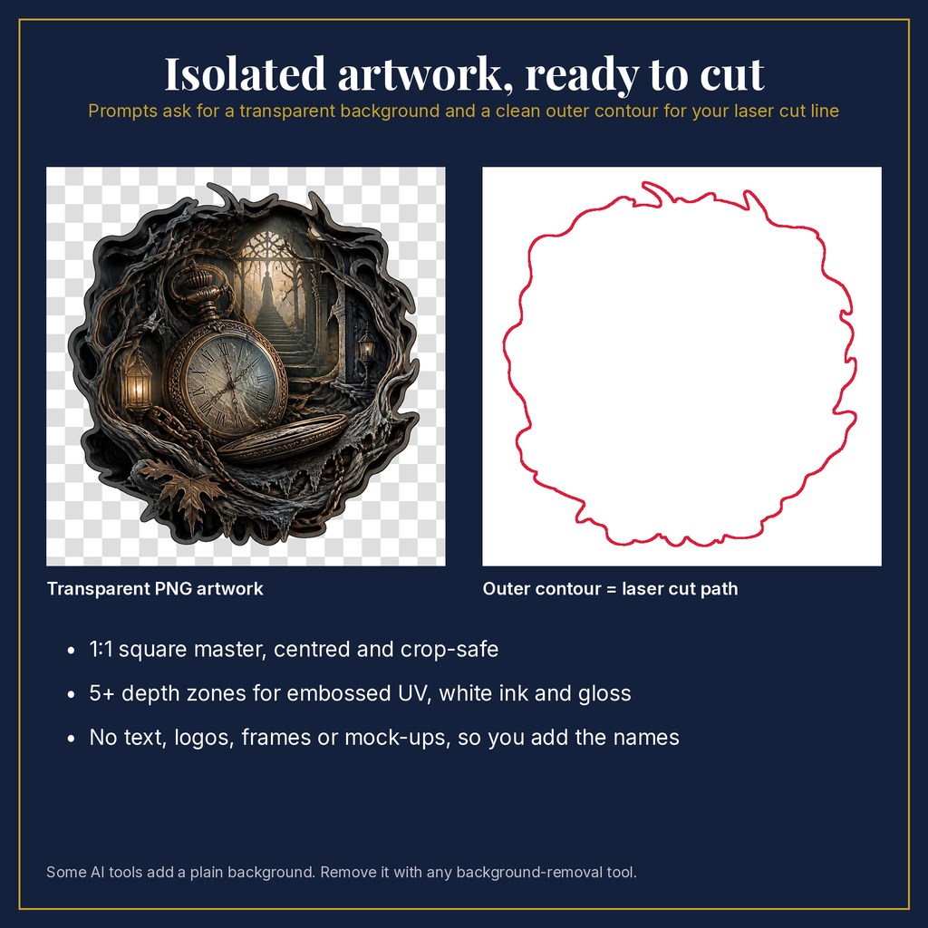 Transparent artwork and laser cut outline example