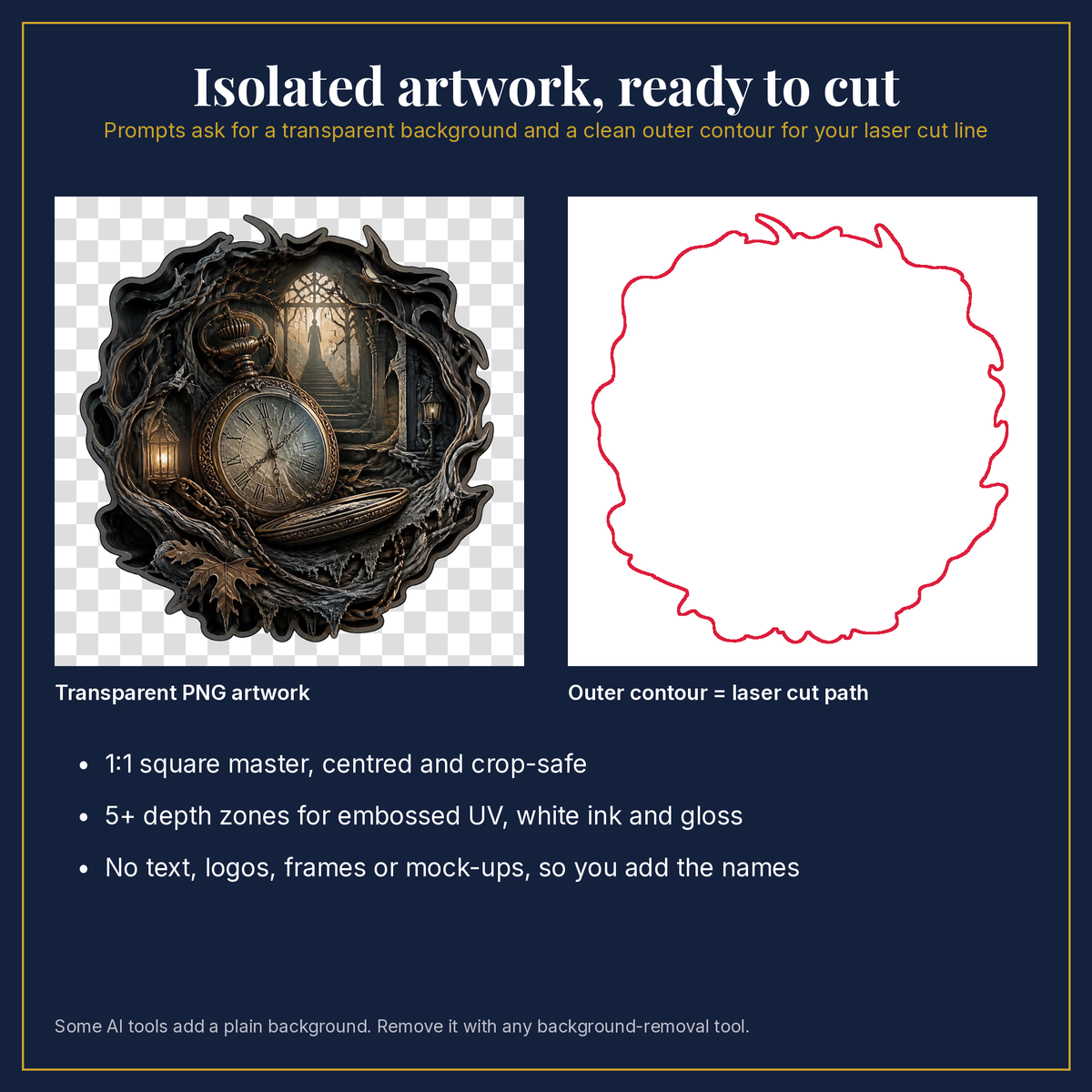 Transparent artwork and laser cut outline example