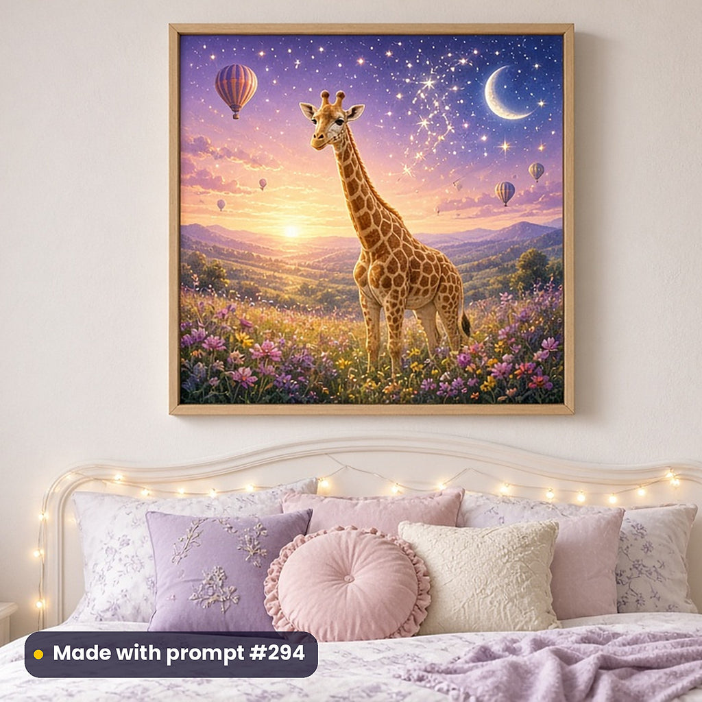 Jungle, Desert & Faraway Lands kids fantasy prompt bundle: framed nursery print mockup, made with prompt #294