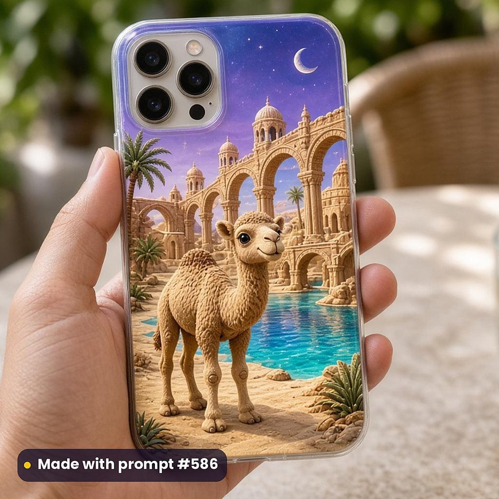 Jungle, Desert & Faraway Lands kids fantasy prompt bundle: UV-printed phone case mockup, made with prompt #586