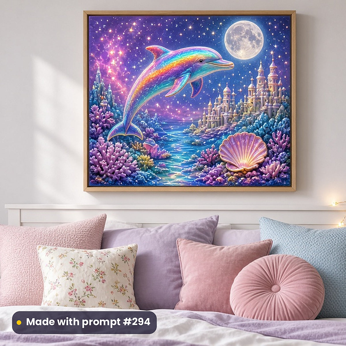 Under the Sea kids fantasy prompt bundle: framed nursery print mockup, made with prompt #294