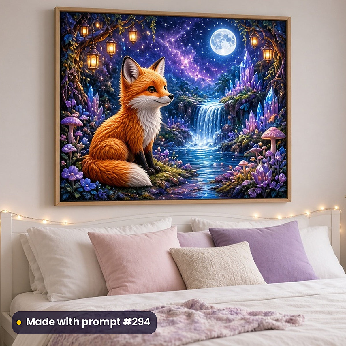 Fairy Forests & Woodland Friends kids fantasy prompt bundle: framed nursery print mockup, made with prompt #294