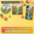 Giraffe Balloon Valleys kids' fantasy prompt pack title card with UV-printed coaster, tile and phone case, made with prompt #1 + #38 + #76