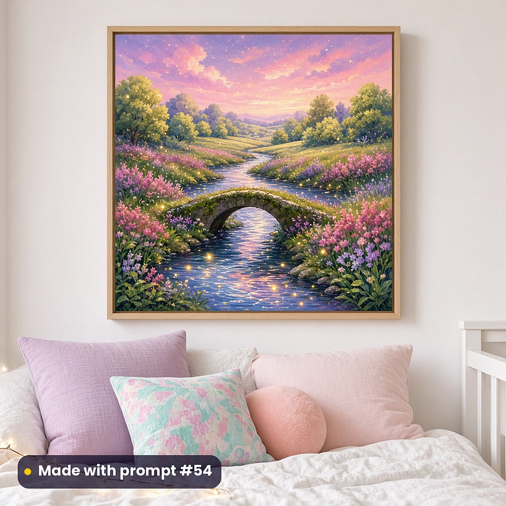 Firefly Secret Gardens kids' fantasy artwork UV-printed on a framed print, made with prompt #54