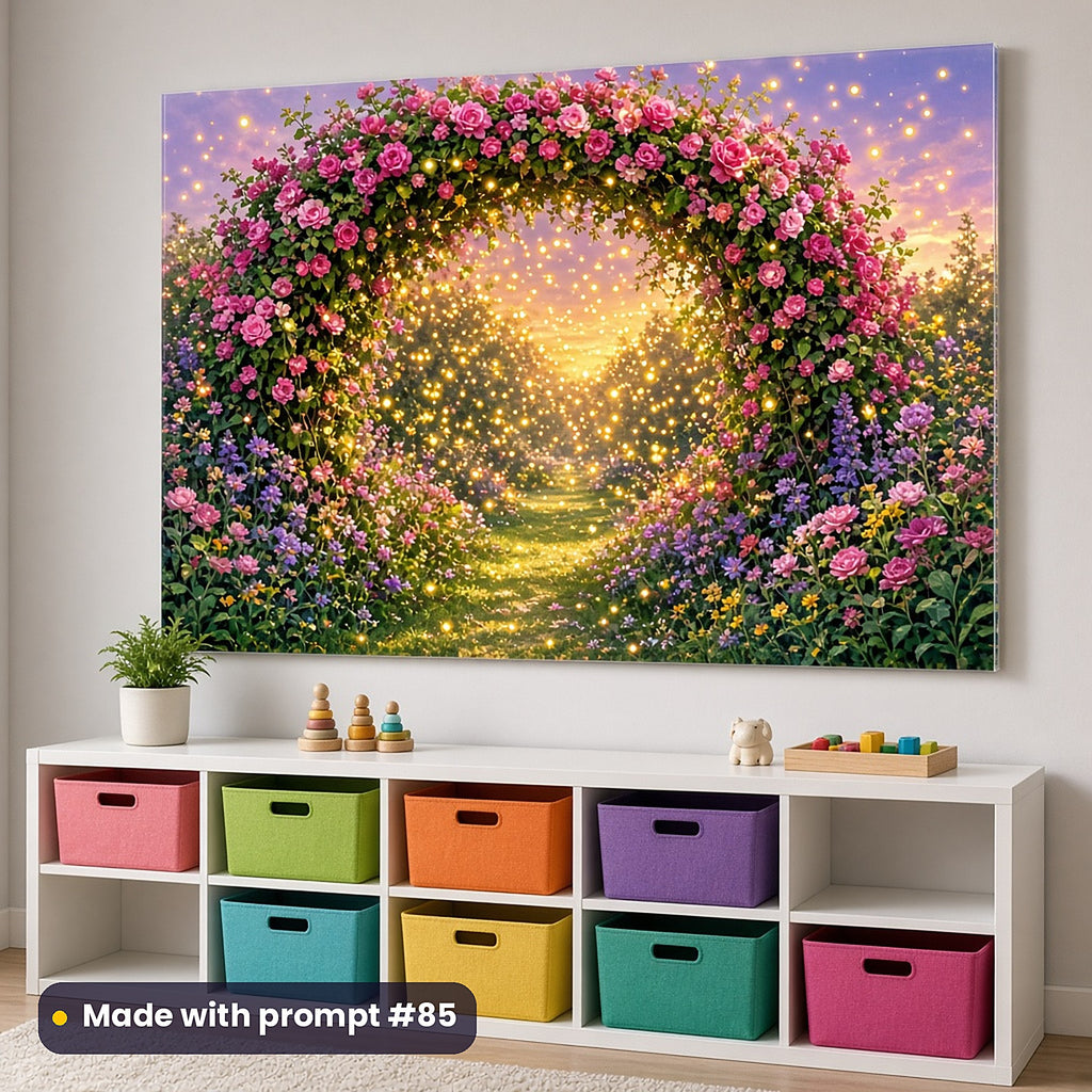 Firefly Secret Gardens kids' fantasy artwork UV-printed on an acrylic wall panel, made with prompt #85