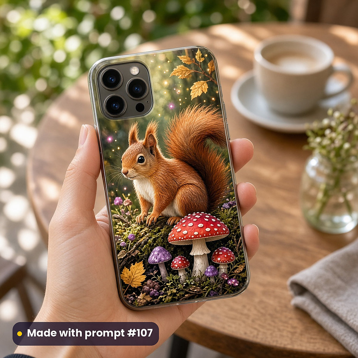 Squirrel Acorn Kingdoms kids' fantasy artwork UV-printed on a phone case, made with prompt #107