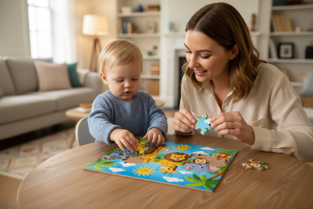 Kitchen-dining family jigsaw mockup