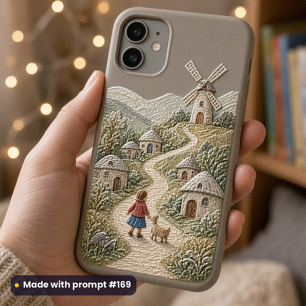 Early Readers Art Prompt Pack: realistic mockup, phone case in hand, made with prompt #169