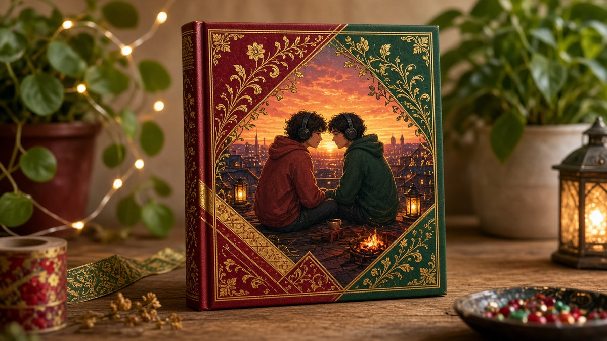 Young Adult Romance Art Prompt Pack: realistic mockup, gift-edition book cover, example artwork from the kids & ya library