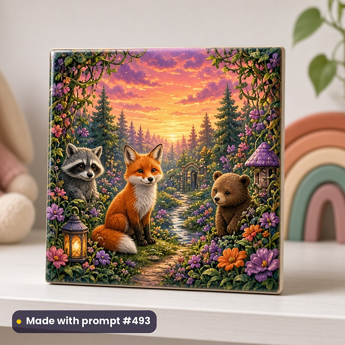 Children's Book Art Prompt Library: realistic UV-printed mockup, made with prompt #493