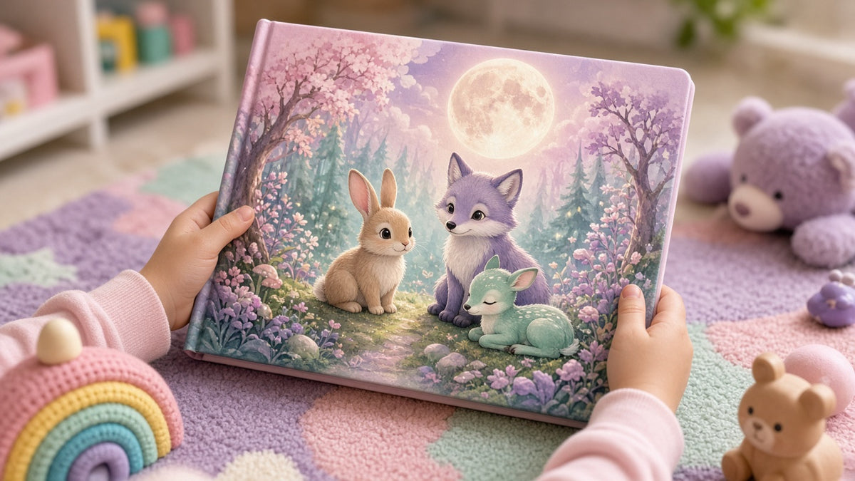 Painterly & Handmade Kids & YA Book Art Collection: realistic mockup, soft pastel art board in hand, example artwork from the kids & ya library