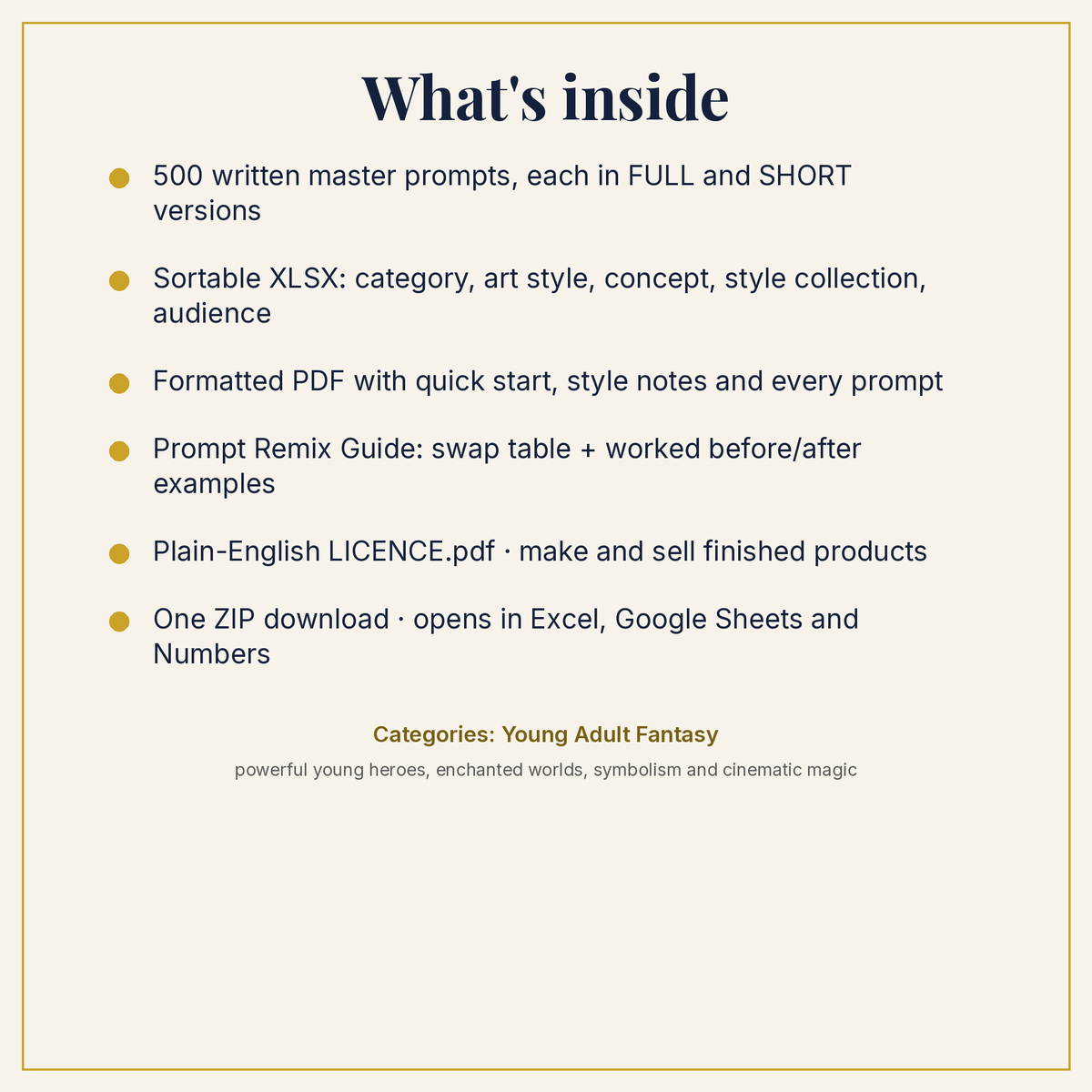 Young Adult Fantasy Art Prompt Pack: whats inside