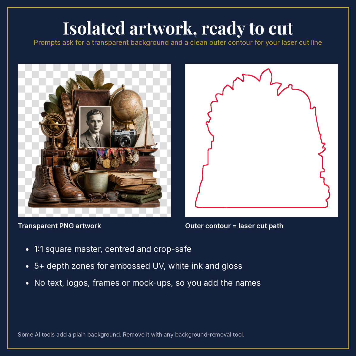 Transparent artwork and laser cut outline example