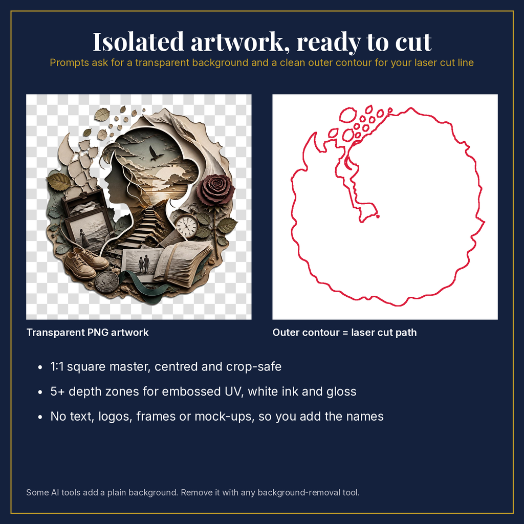 Transparent artwork and laser cut outline example