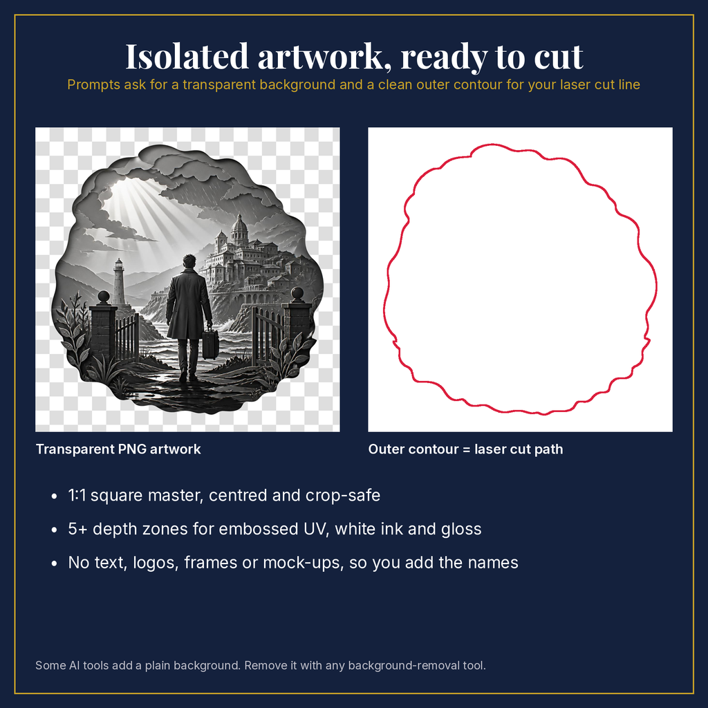 Transparent artwork and laser cut outline example