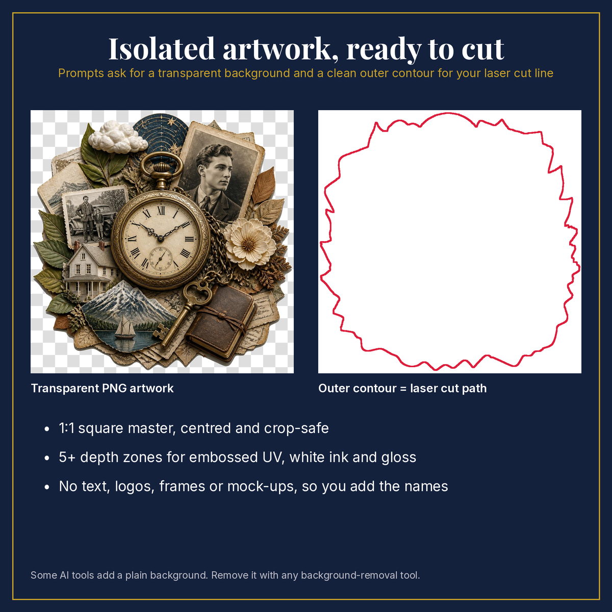 Transparent artwork and laser cut outline example