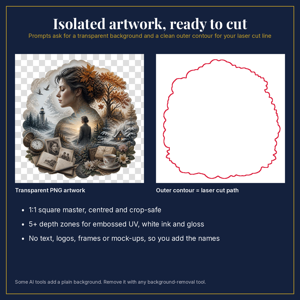 Transparent artwork and laser cut outline example