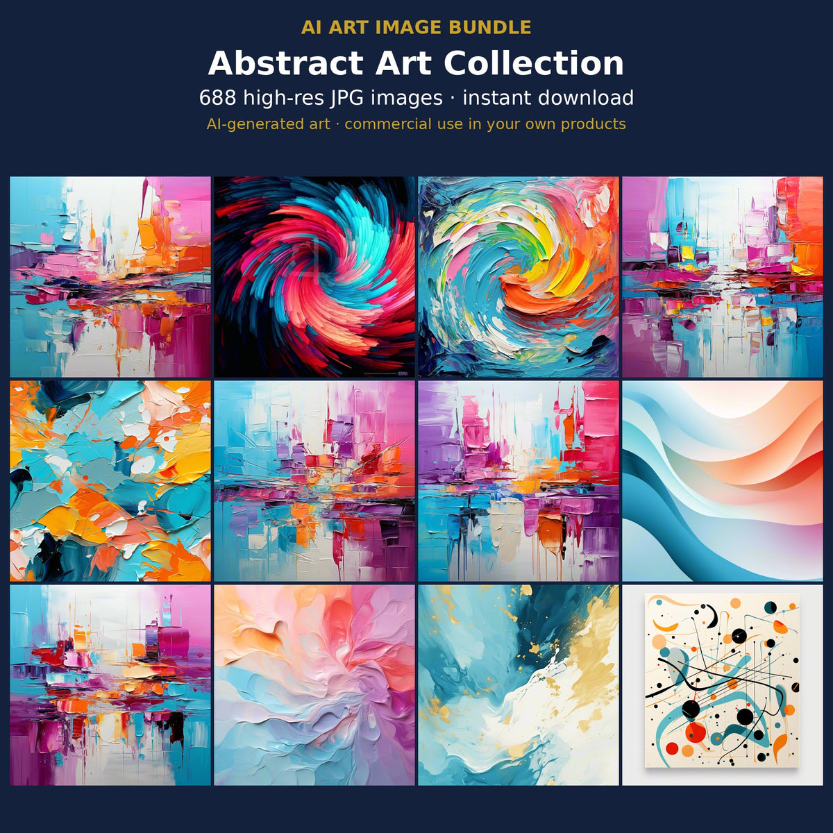 Abstract Art Collection: cover showing sample AI-generated images