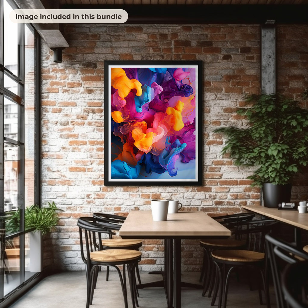 Dots & Fluid Art Collection: real image from the bundle printed as large framed wall art in a styled interior