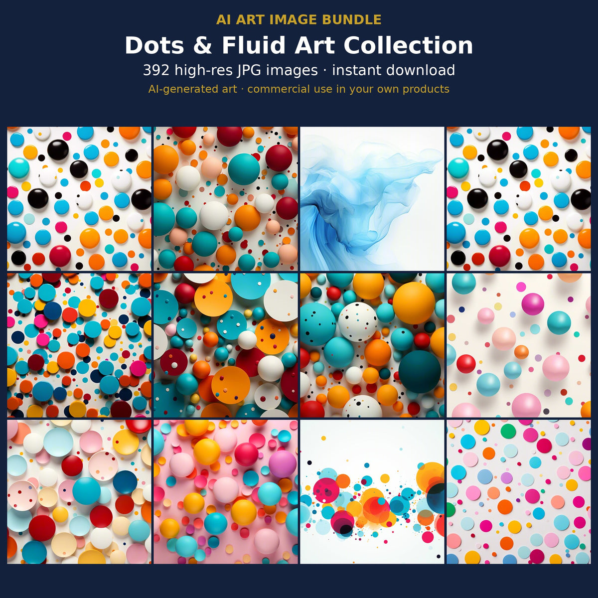 Dots & Fluid Art Collection: cover showing sample AI-generated images