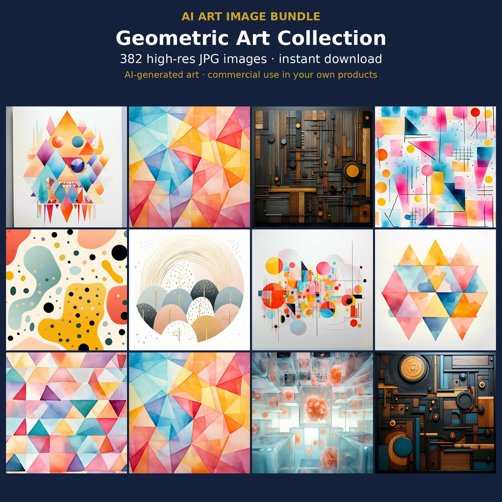Geometric Art Collection: cover showing sample AI-generated images