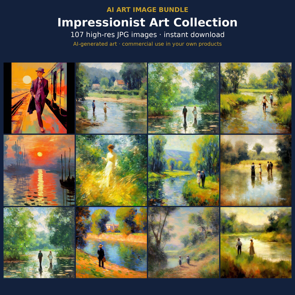 Impressionist Art Collection: cover showing sample AI-generated images