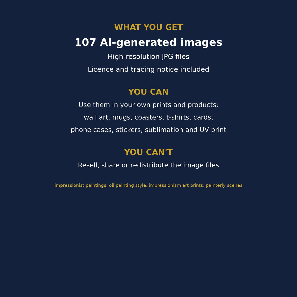 Impressionist Art Collection: what is included and the licence