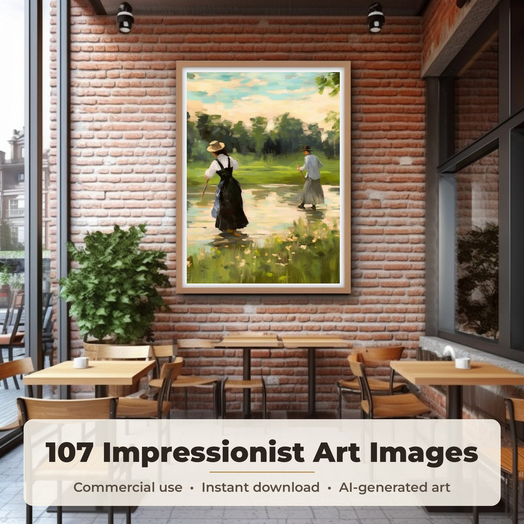 Impressionist Art Collection: framed print of an image from the bundle on a living room wall, 107 images included