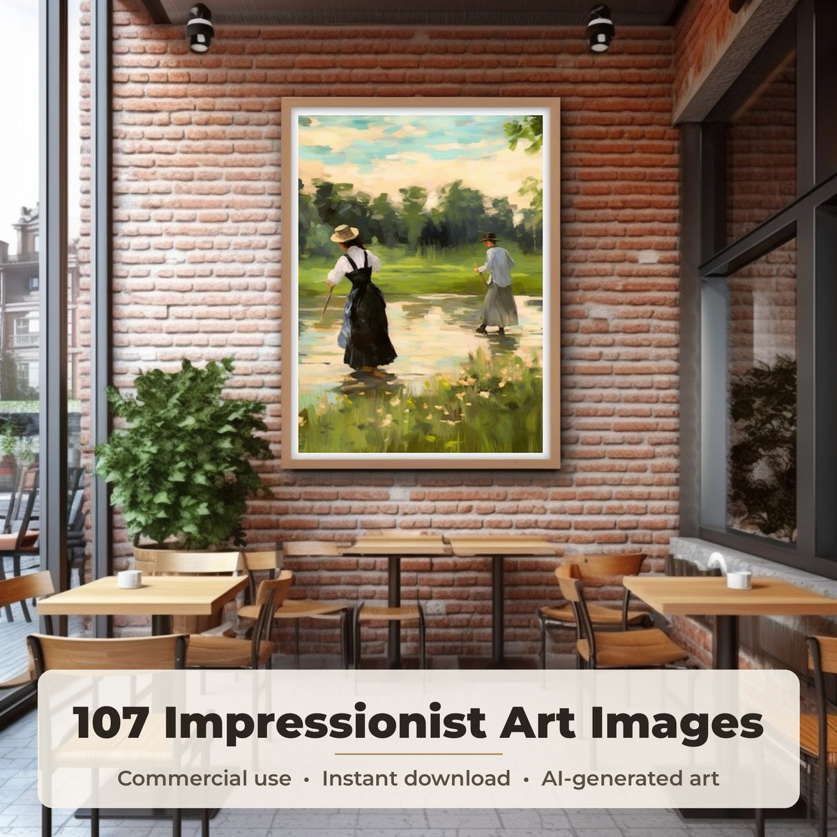 Impressionist Art Collection: framed print of an image from the bundle on a living room wall, 107 images included