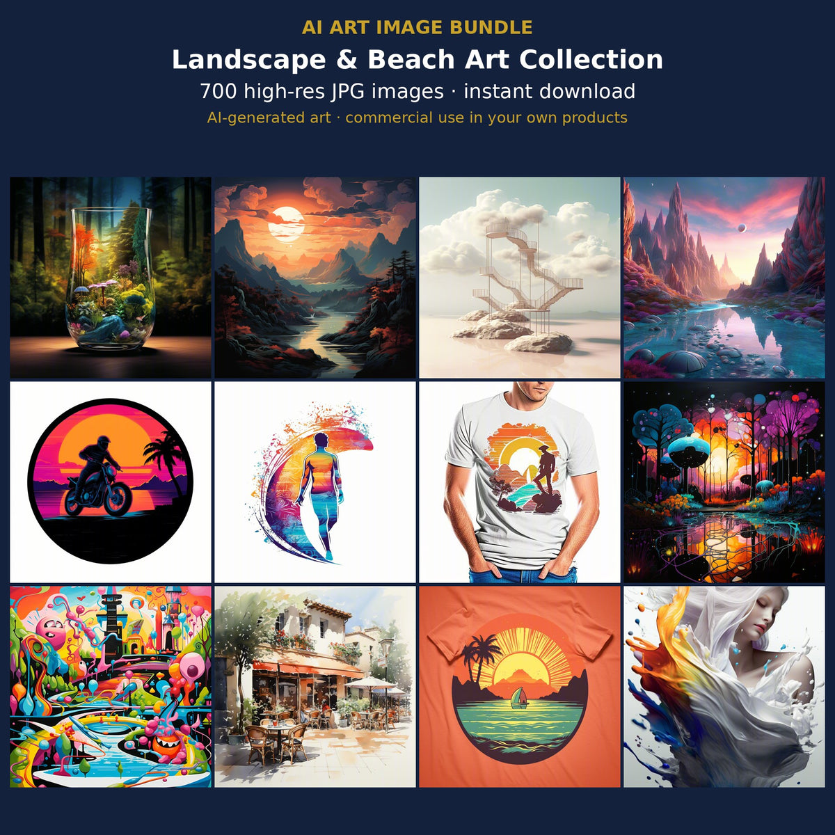 Landscape & Beach Art Collection: cover showing sample AI-generated images