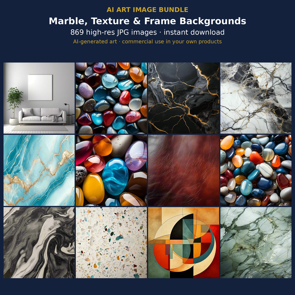 Marble, Texture & Frame Backgrounds: cover showing sample AI-generated images