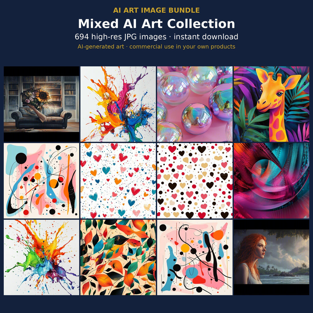 Mixed AI Art Collection: cover showing sample AI-generated images