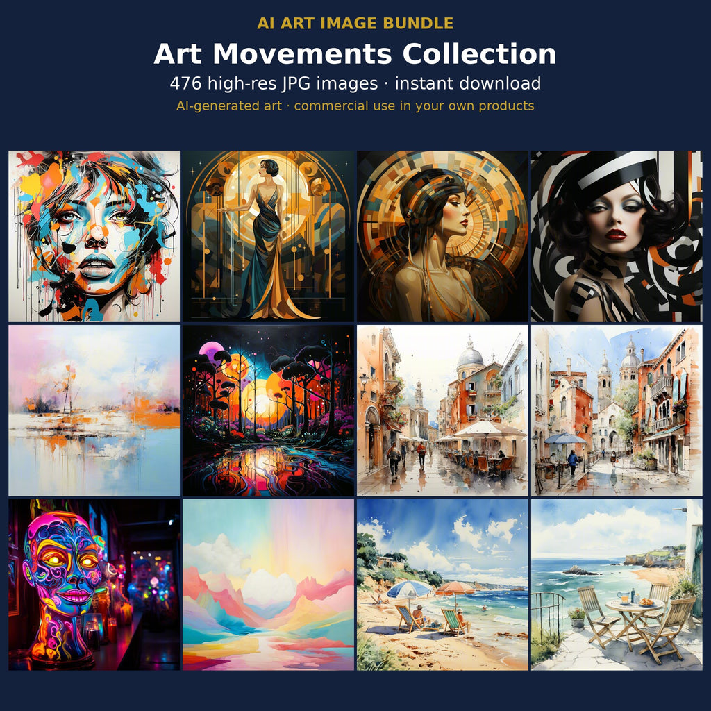 Art Movements Collection: cover showing sample AI-generated images