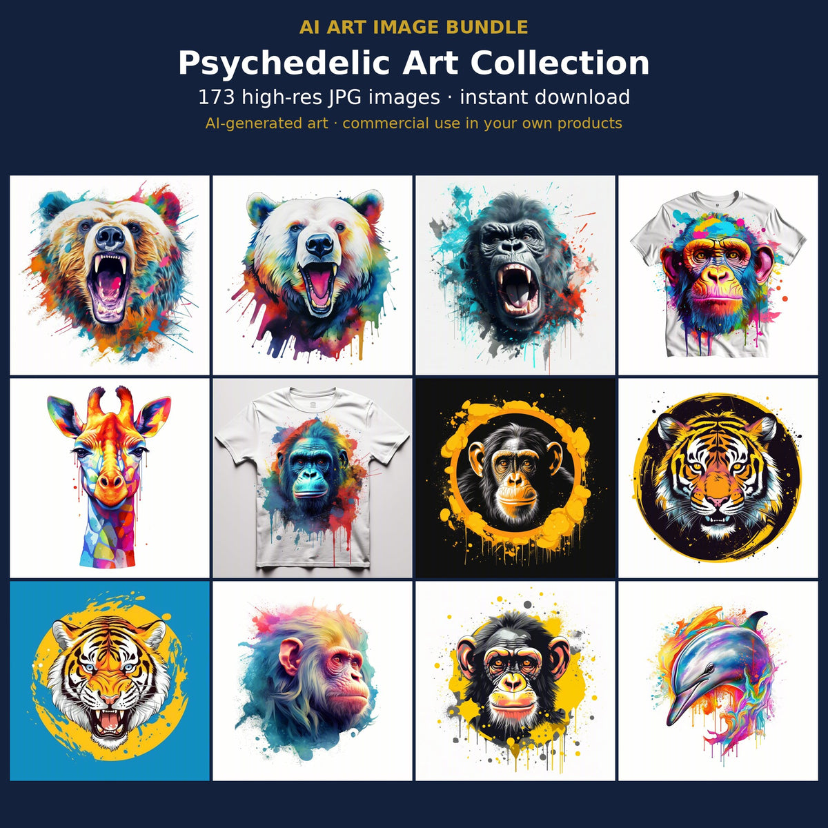 Psychedelic Art Collection: cover showing sample AI-generated images