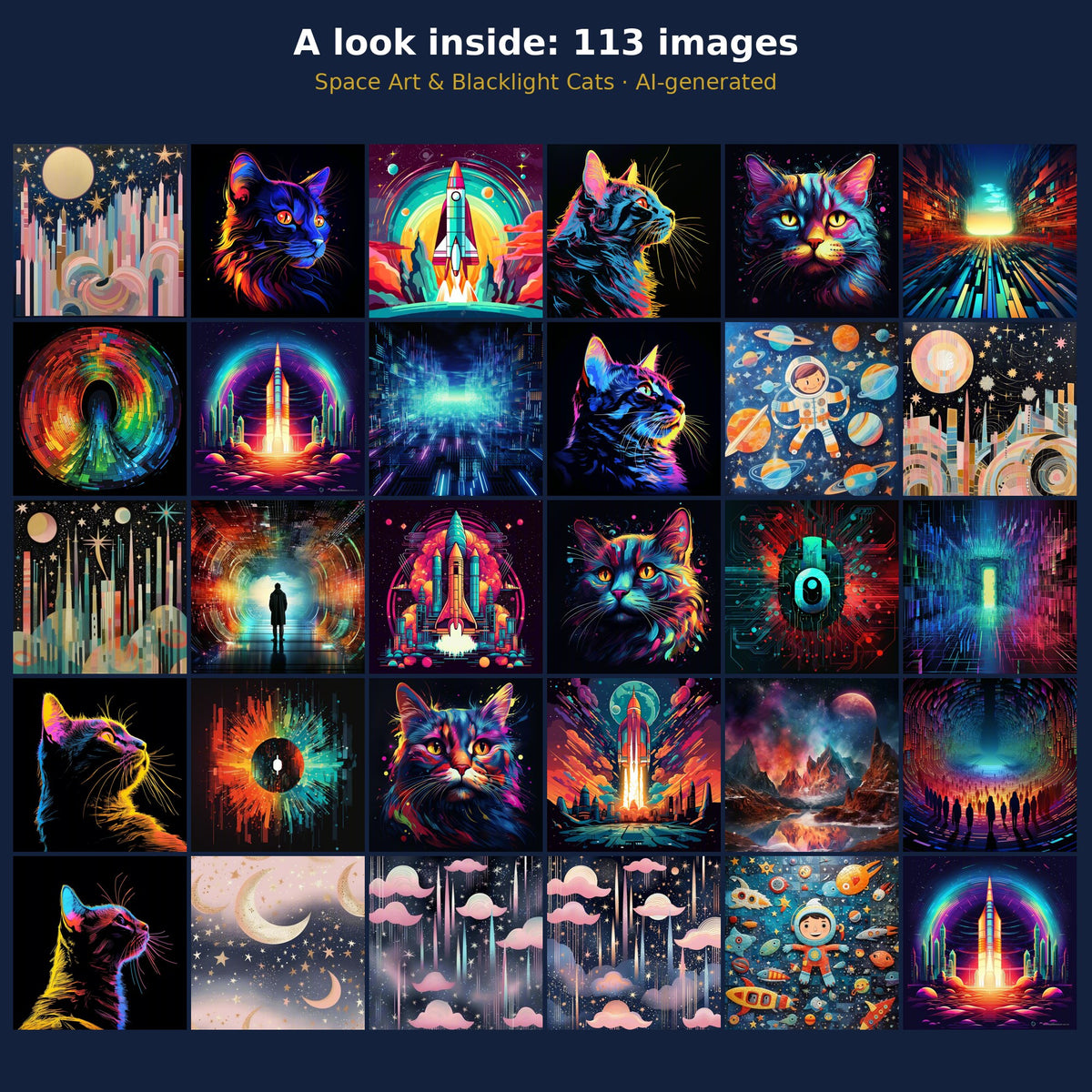 Space Art & Blacklight Cats: a look inside the bundle