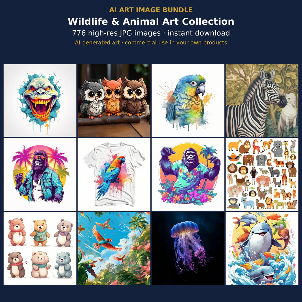 Wildlife & Animal Art Collection: cover showing sample AI-generated images