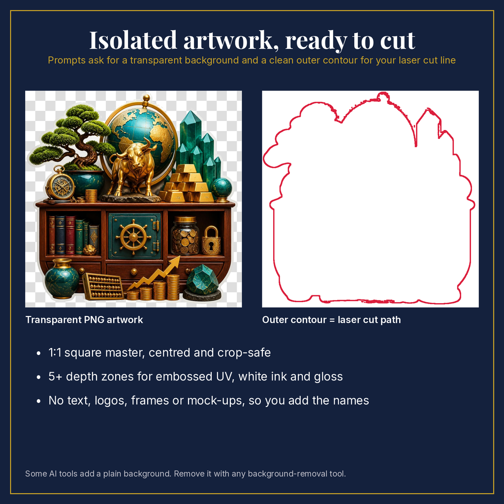 Transparent artwork and laser cut outline example