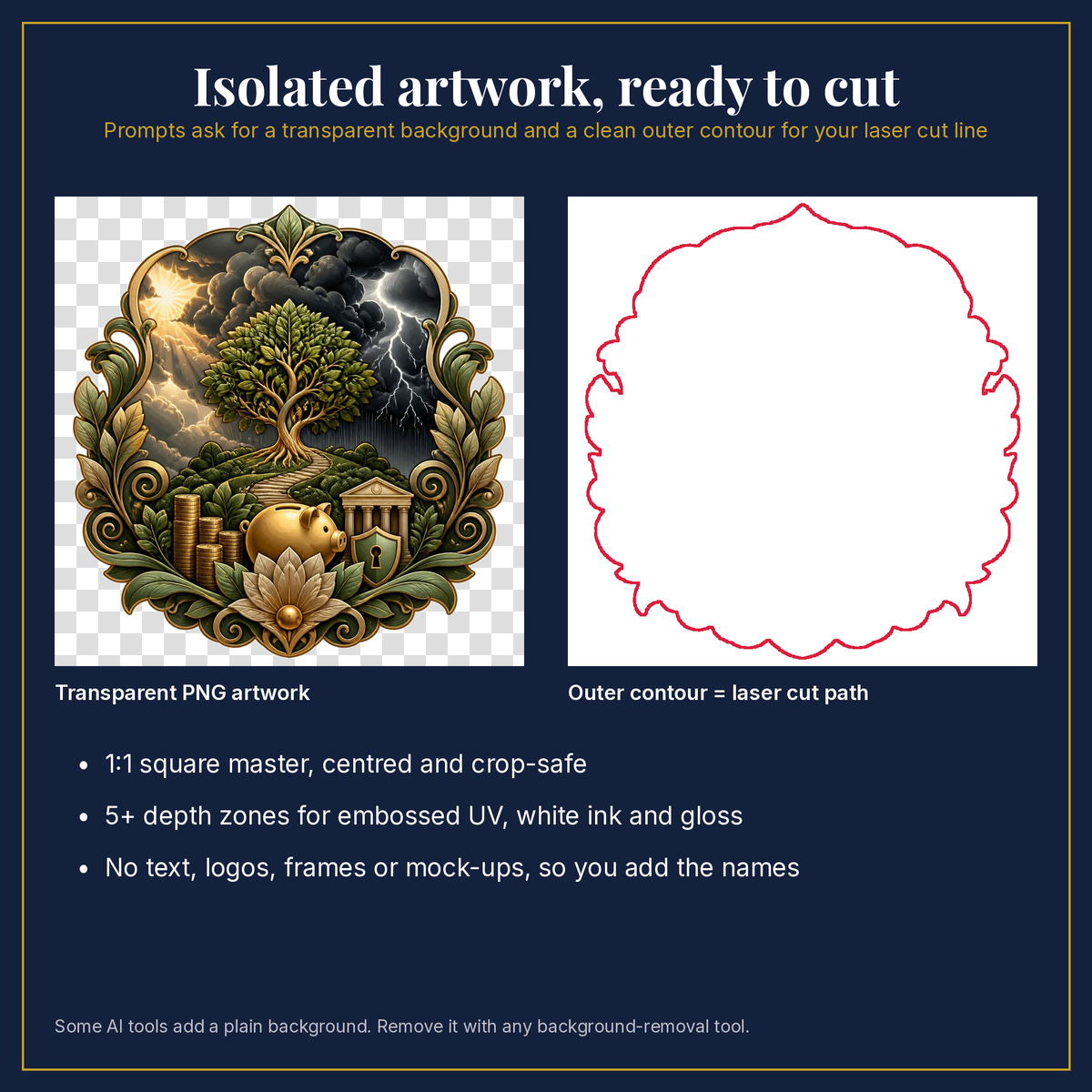 Transparent artwork and laser cut outline example