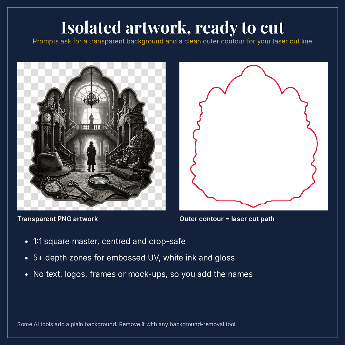 Transparent artwork and laser cut outline example