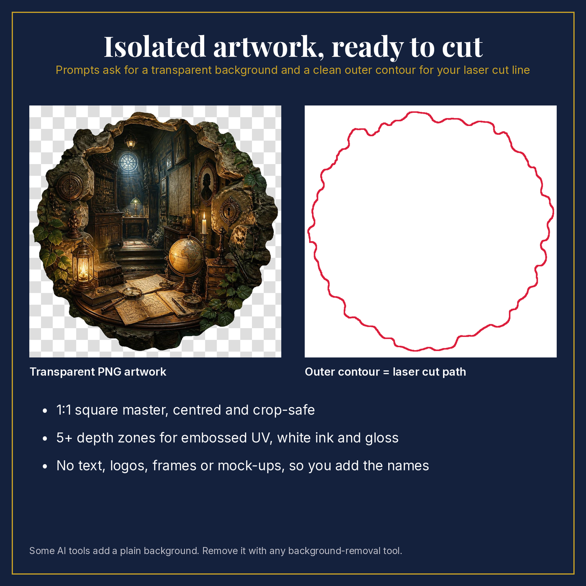 Transparent artwork and laser cut outline example